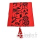 Chemin de table  nappe  motif de fleurs noires  design rétro avec pompon  nappe  décoration de salle à manger  table de table  rouge - B07MZN44ZT